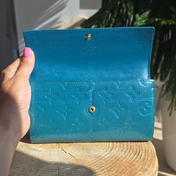 Teal Monogram Embossed Wallet - Picture 3 of 11